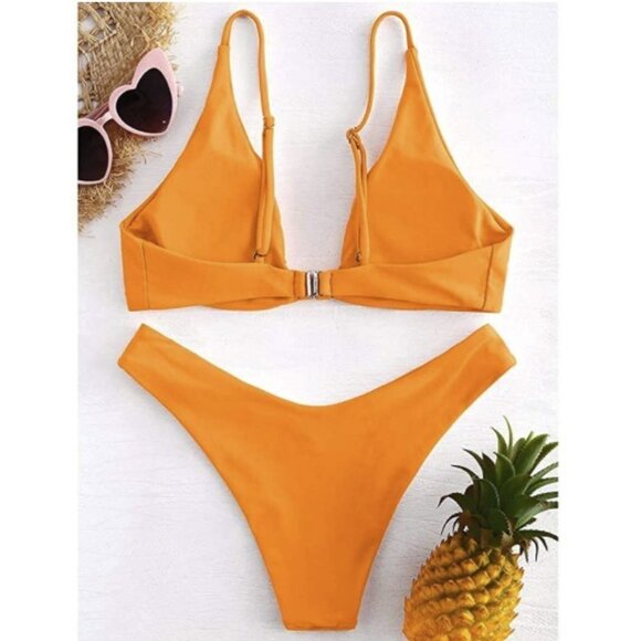 Zaful Bright Orange Knot Front Bikini Skimpy Bottom Size Small / US 4 New - Picture 3 of 9